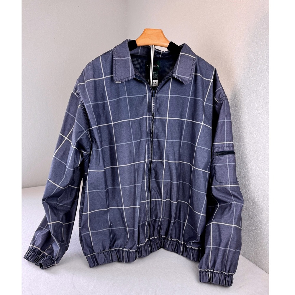 Catalina Windbreaker Jacket Blue Plaid Full Zip Lined Vintage Men's Large